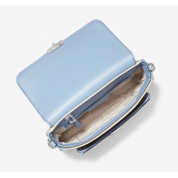 MICHAEL Kors Bradshaw Small Messenger Extra Strap Snap Closure Chambray Blue - Picture 3 of 9